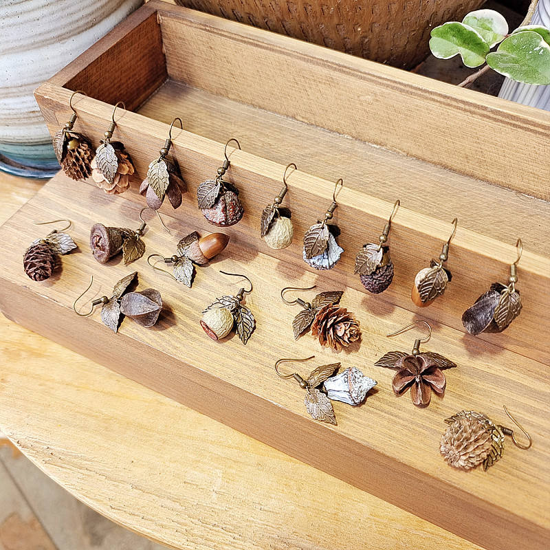 Fine Jewelry Vintage Mori Mosaic Creative Long Wood Earrings