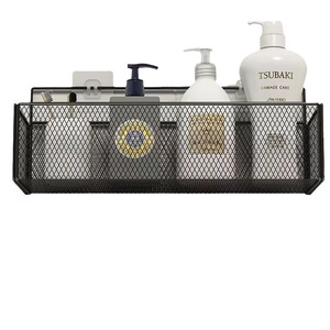 Wall Mounted Storage Rack Black Mesh Bathroom Shelf No Drill Installation <b>Shower</b> Organizer For Toiletries And Bath Essentials - Product Image 5