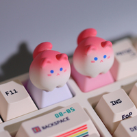 Porte-clés décoratif personnalisé en résine rose mignon en forme de chat, léger, profil OEM, pour clavier mécanique
