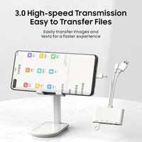 Adaptateur de concentrateur USB 5 en 1 avec port de chargement USB SD TF Carder Reader et station d'accueil pour câble 3 en 1