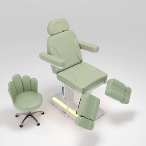 Table de massage électrique à trois moteurs en cuir PU, cadre en acier inoxydable moderne, multifonctionnelle pour extensions de cils - Product Image 2