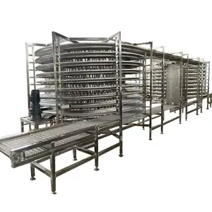 Kualitas tinggi Iqf Spiral Freezer cepat mesin pembekuan Roller Spiral Conveyor Spiral Freezer Freezer unit evapotative co