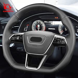 Cubierta de volante de cuero genuino de puntada a mano de alta calidad para <span class=keywords><strong>Audi</strong></span> e-tron GT <span class=keywords><strong>S7</strong></span> <span class=keywords><strong>Sportback</strong></span> TDI - Product Image 6