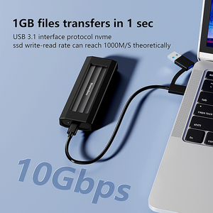 2230/2242/2260/2280 Dual Protocol M.2 NVME dan SATA SSD External Enclosure 10Gbps USB 3.1 NGFF PCIE SSD Enclosure untuk M2 SSD - Product Image 3