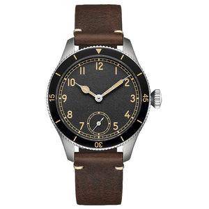 Fournisseur d'or, fabricant chinois, fabrique une montre-bracelet vintage à quartz avec boîtier en acier inoxydable 316L et bracelet en cuir de veau U3007 - Product Image 1