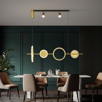 Lampe suspendue LED linéaire géométrique moderne en acier doré, style nordique classique, pour îlot de cuisine et table à manger (vente en gros)