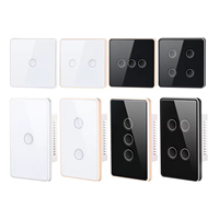 Interrupteur mural à cadre en aluminium Interrupteur encastré tactile en verre 2.5D Point concave Interrupteur Wifi Tuya avec Google Alexa neutre