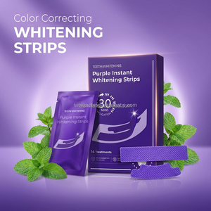 14 Sobres de Tiras Blanqueadoras de Dientes con Fórmula para Eliminar Manchas en Dientes Sensibles, Antideslizantes, Correctoras de Color Instantáneas, Color Morado - Product Image 2
