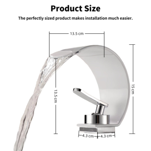 Yite sáng tạo độc đáo hiện đại Thác Nước Phong Cách duy nhất lỗ nóng/lạnh vòi nước chậu rửa phòng tắm ánh sáng sang trọng sàn gắn đồng thau - Product Image 2