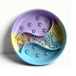 Fabrika toptan BPA ücretsiz gıda sınıfı karışık renk köpek kase 18cm silikon yuvarlak yalamak Mat pençe baskı Pet yavaş besleyici kase - Product Image 1
