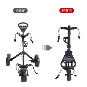 Chariot de golf pliable à 3 roues en aluminium, léger, à pousser à <span class=keywords><strong>la</strong></span> main, avec cadre durable, poignée antidérapante, pince réglable - Product Image 3