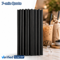 SOTON Pailles Jumbo en PP Noir 12x210mm, larges et épaisses, pour Slush, Boba Tea, Smoothie, Milkshake, en plastique jetable, vente en gros