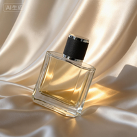 Flacons de parfum carrés en verre de luxe, logo personnalisé avec estampage à chaud, vaporisateur à pompe, 50 ml/100 ml, solution d'emballage tout-en-un
