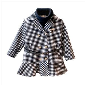 Vêtements pour enfants en gros, robe-manteau à carreaux pour bébé fille à manches longues, hiver, femme - Product Image 1