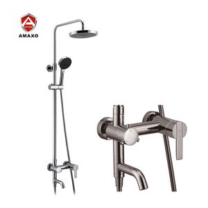 AMAXO - Juego <span class=keywords><strong>de</strong></span> Grifería Contemporáneo <span class=keywords><strong>de</strong></span> Latón Pulido con Doble Manija <span class=keywords><strong>para</strong></span> <span class=keywords><strong>Baño</strong></span> y Cocina, Mezclador <span class=keywords><strong>de</strong></span> Agua Fría/Caliente, <span class=keywords><strong>Kit</strong></span> Deslizante <span class=keywords><strong>para</strong></span> Apartamento/Hotel - Product Image 5