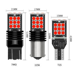 Luz Led de freno de marcha atrás T20, 3030, 24SMD, 1156, BA15S, P21W, BAU15S, PY21W, T15, PY21W, intermitente Canbus, amarillo, blanco y rojo - Product Image 3