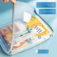 Carpeta de Archivo en Forma de L con Malla, Bolsa de Clasificación por Materias para Estudiantes de Secundaria/Preparatoria, Bolsa de Almacenamiento para Organización de Materias