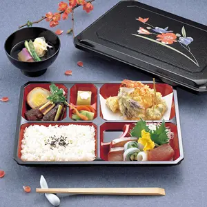 Eco Friendly Japanese Reusable Melamine Lacquer Bento Lunch Box Dinnerware Sets Japan Style Plastic Reusable and Washable ABS