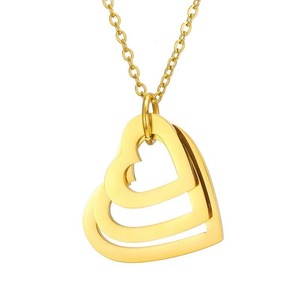 Collana con Ciondolo a Catena a Maglie a O in Acciaio Inossidabile con Design Inciso, Placcatura in Oro 18K/Argento/Oro Rosa, Alta Qualità - Product Image 3