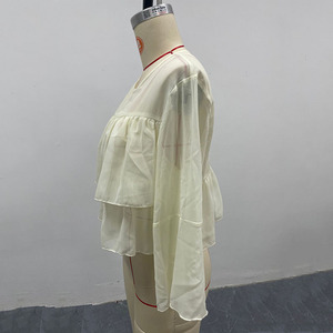 RNSHANGER Camicette Estive <span class=keywords><strong>da</strong></span> Donna Casual con Collo Tondo, Vestibilità Ampia, Top <span class=keywords><strong>da</strong></span> Festa, Camicette con Maniche a 3/4 e Volant, <span class=keywords><strong>Eleganti</strong></span> Camicie <span class=keywords><strong>da</strong></span> <span class=keywords><strong>Sera</strong></span> per Signore - Product Image 5