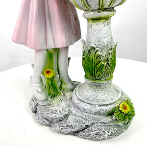 花の妖精LEDソーラーランプ環境に優しいレジンバードバスガールガーデン彫刻 - Product Image 6