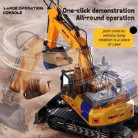 Grande voiture RC de chantier en alliage, jouet télécommandé, excavatrice simulée avec console de conduite et grue
