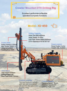 Perforatrice Cingolata Diesel Portatile per Trivellazione Superficiale DTH per Cave e Costruzioni, Diametro di Perforazione 90-150mm, Profondità Massima 60m - Product Image 6