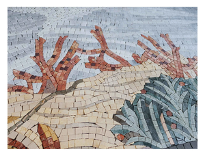 Mosaïque murale en marbre à motifs de pierre découpée au jet d'eau – Art mural - Product Image 6