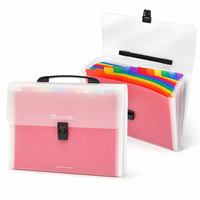 Carpeta Expandible de Colores con Diseño de Asa Portátil, 13 Bolsillos, Tipo Acordeón, para Archivos, Productos de Archivo