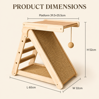 Arbre à chat avec plateforme d'observation, griffoir en sisal à double surface, échelle à cordes inclinée pour l'escalade, en bois de pin naturel