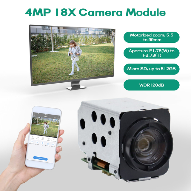 ip camera module 18X 4MP Infrared Face Detection Auto Tracking Module Cmos Zoom AI IP Camera Module ip security camera module