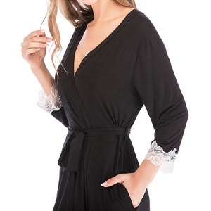 Tùy chỉnh trọng lượng nhẹ sexy phương thức tắm áo choàng của phụ nữ mềm ngủ phụ nữ Spa ren áo ngủ Ăn mặc - Product Image 5