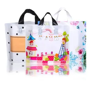 Floral Plastic Shopping Bags Retail Geschenkt üten mit Schlaufen griff für Kunden Boutique-Partys Kleidung Verpackung begünstigt Goodies