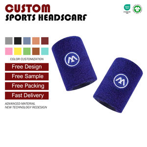 Unisex özel nakış logosu spor bilekliği düz renk pamuklu spor bilekliği ter için sıcak satış - Product Image 2