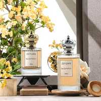 Flacon de parfum en verre vide à rayures verticales avec bouchon en métal couronne, 50 ml, 100 ml, pour marque de parfum, commande en gros