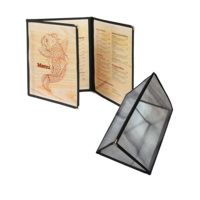 3 pages, porte-menus tri-pli en PU+PVC 8,5x11 avec poches pour les cafés et restaurants, de Yimi Leather
