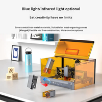 Machine de gravure laser fibre CNC compacte K15 à 2 têtes refroidie par air pour verre - Nouvelle lumière rouge et bleue avec caméra, prend en charge le format DXF