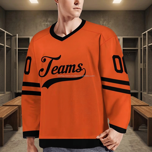 Uniforme de Hockey sobre Hielo Sublimado en Algodón/Fibra de Bambú, Conjunto de Jersey y Pantalones para Hombre Adulto, Manga Larga, Absorbe la Humedad, Bordado 3D, Personalizado - Product Image 2