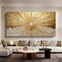 Peinture abstraite moderne encadrée en feuille d'or, faite à la main, en acrylique et porcelaine, pour la décoration murale de la maison