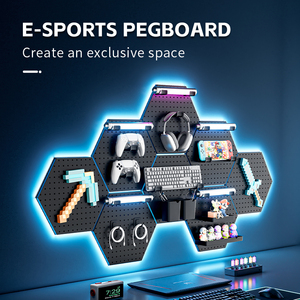 Hình lục giác Bàn máy tính Pegboard kệ cho nhà bức tường văn phòng máy trạm Máy tính để bàn lưu trữ giá cho chơi game máy trạm - Product Image 5