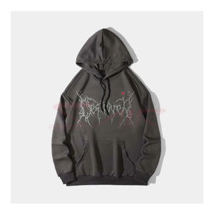 High Quality Pullover <b>Hoodie</b> for Men With Custom Rhinestone Logo Design Fashionable Latest Winter Collection - Product Image 1