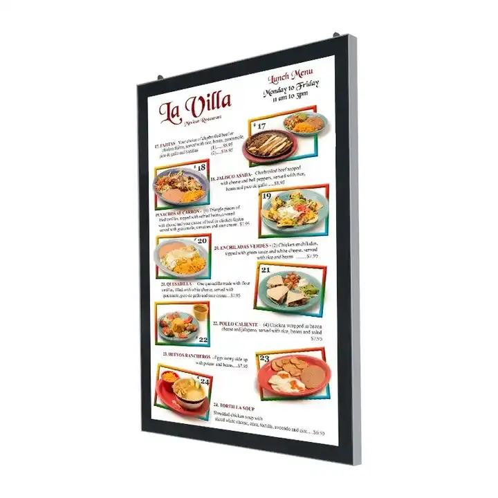 레스토랑 메뉴 보드에 대한 맞춤형 슬림 Led 디스플레이 라이트 박스 알루미늄 프레임 자기 광고 라이트 박스