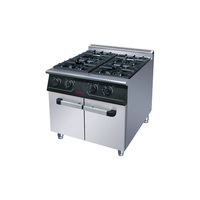 Cuisinière à gaz commerciale JUSTA à 4 brûleurs, base en acier inoxydable, 5000-10000W, gaz naturel/GPL, pour restaurant, restauration, cuisine