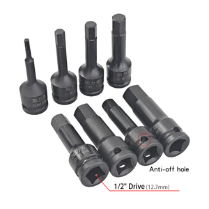 Kit di chiavi a bussola esagonali a doppio sistema da 1/2 pollice, 16 pezzi, 8 metriche H5 H19 e 8 SAE 5/32 1/2 78mm per riparazioni automobilistiche e industriali globali - Product Image 5