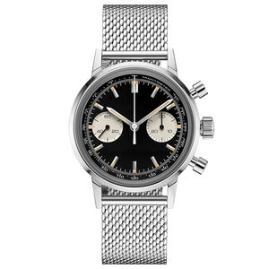 שעוני עור תצוגת כרונוגרף אנלוגי לגברים עם רצועת עור עגל ורצועת רשת מילאנו - Product Image 2