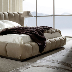 Cama tamaño king italiana de lujo, muebles de dormitorio minimalistas modernos con cabecero tapizado súper ancho - Product Image 5