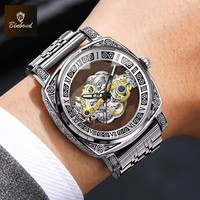 Jam Tangan Pria BINBOND B432 Mewah Vintage Berlubang, Tahan Air, Bisnis Kasual, Quartz Baru, Bercahaya