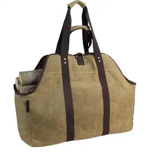 Extra Grote Brandhout Log Carrier Hout Carrier Bag Heavy Duty Gewaxt Canvas Brandhout Carrier