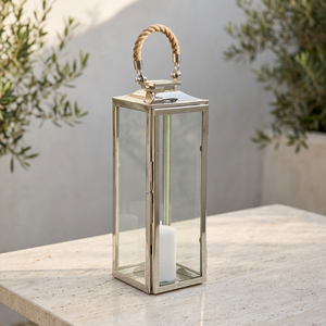 Wholesale Luxury <b>Tall</b> Stainless Steel Candle <b>Lantern</b> with Jute Handle for Home and Porch Decoration - Product Image 2
