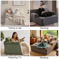 Sofá de Corduroy en Caja, Sofá Cama Modular Seccional Comprimido al Vacío, Juego de Sofás Comprimidos